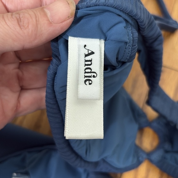 Andie Bonita Bikini Set Ribbed Bijou Blue size Small NWOT - Picture 7 of 11